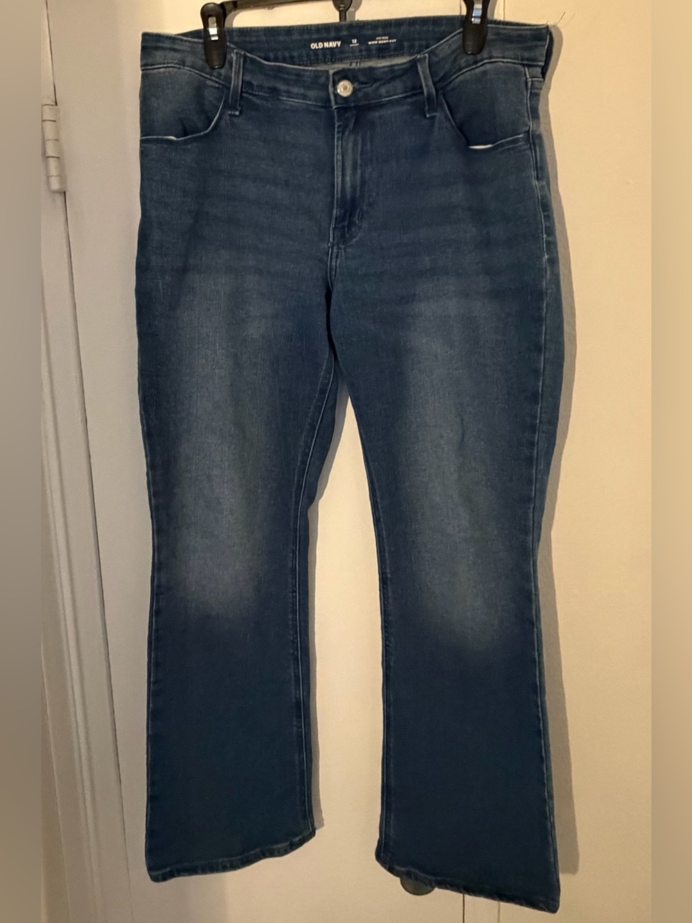 women's old navy 12 short midrise wow boot cut jeans blue